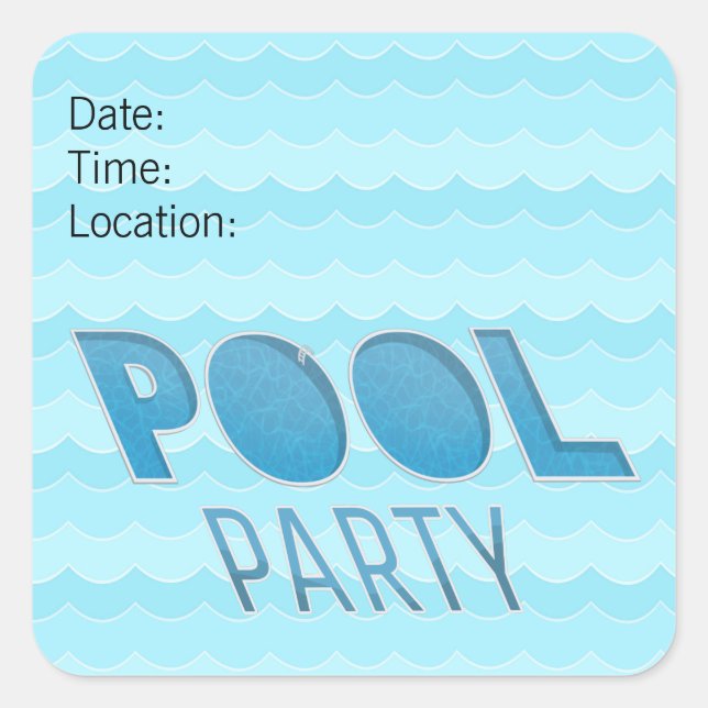 Sticker Carré Invitation de la partie de pool ou rappel (Devant)