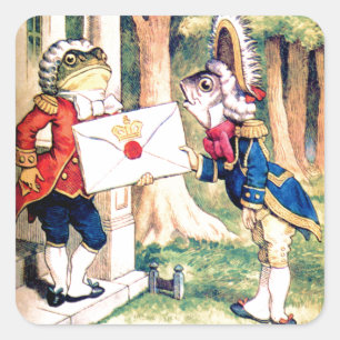 Sticker Carré Invitation de la reine des coeurs au pays des