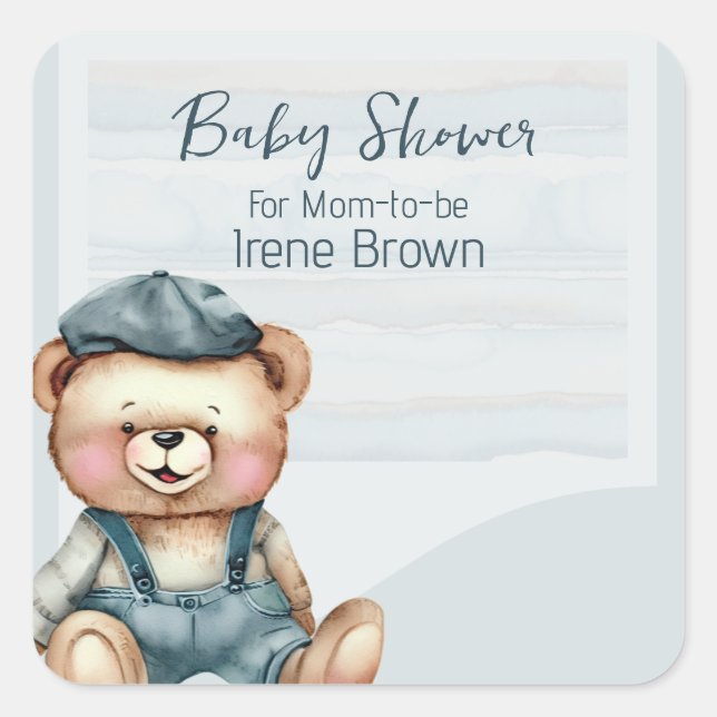 Sticker Carré Invitation décontractée Baby shower confortable (Devant)