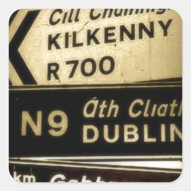Sticker Carré Ireland Roadside Signs (Devant)