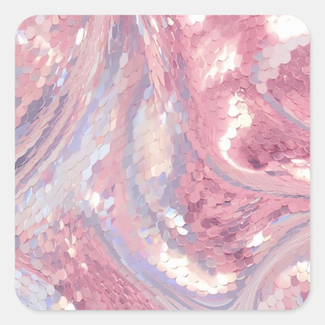 Sticker Carré Iridesecent Pink and Purple Sequin (Devant)