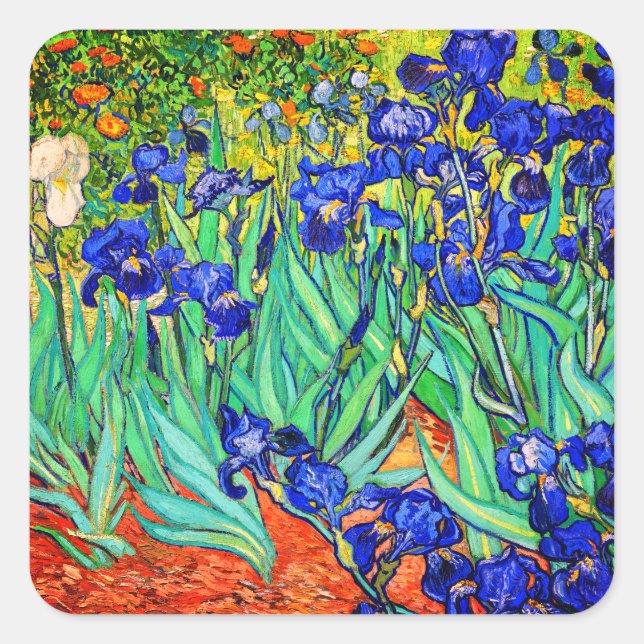 Sticker Carré Irises par Vincent Van Gogh (Devant)