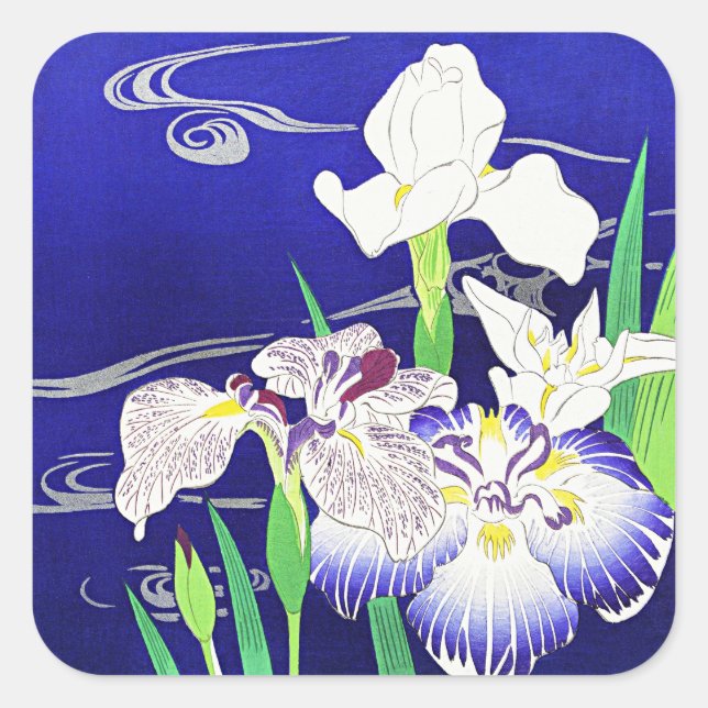 Sticker Carré Irises, tableau de Kogyo Tsukioka (Devant)