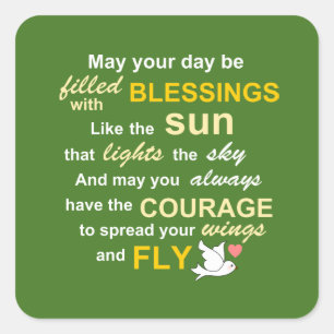 Sticker Carré Irish Blessing for Courage - Typographie en vert