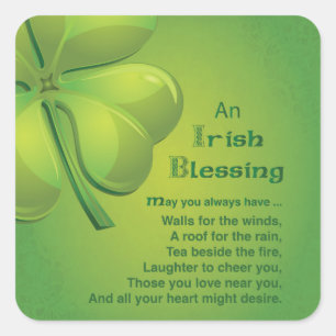 Sticker Carré Irish Blessures Shamrock vert, Celtic