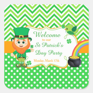 Sticker Carré Irish Leprechaun St Patrick's Day Party