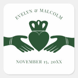 Sticker Carré Irlandais Claddagh Ring Simple Graphic Green Maria