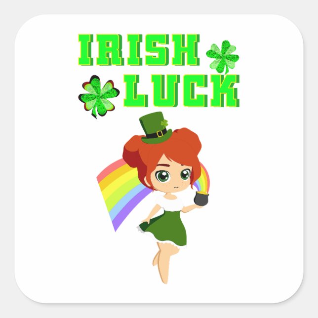 Sticker Carré Irlandais Luck leprechaun 17 Jour Saint Mars Patri (Devant)