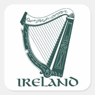 Sticker Carré Irlande Harp Design, Irish Harp