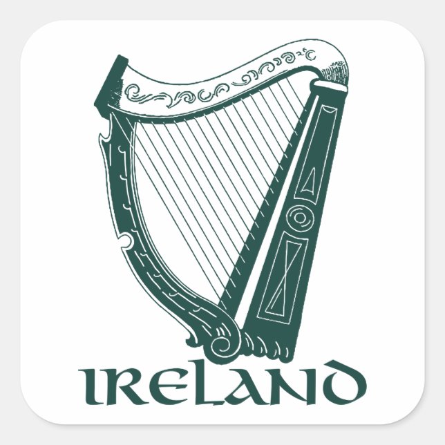 Sticker Carré Irlande Harp Design, Irish Harp (Devant)
