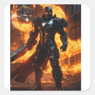 Sticker Carré Iron Sentinel : Une élégance futuriste"