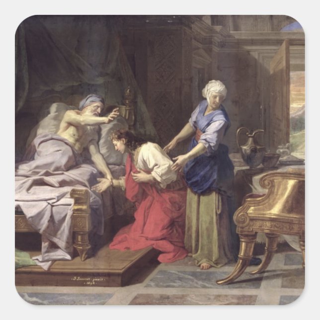 Sticker Carré Isaac Bénédiction Jacob, 1692 (Devant)