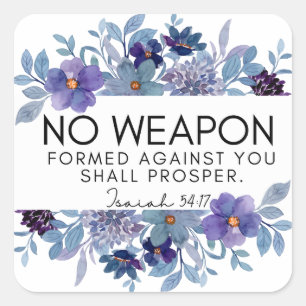 Sticker Carré Isaïe 54:17 Aucune arme Christian Floral