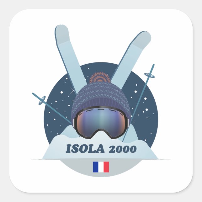 Sticker Carré Isola 2000 Station de ski (Devant)