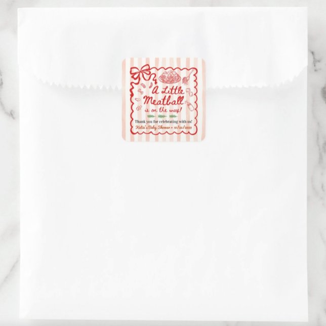 Sticker Carré Italian Theme Baby Shower Red Bow Small (Créateur téléchargé)