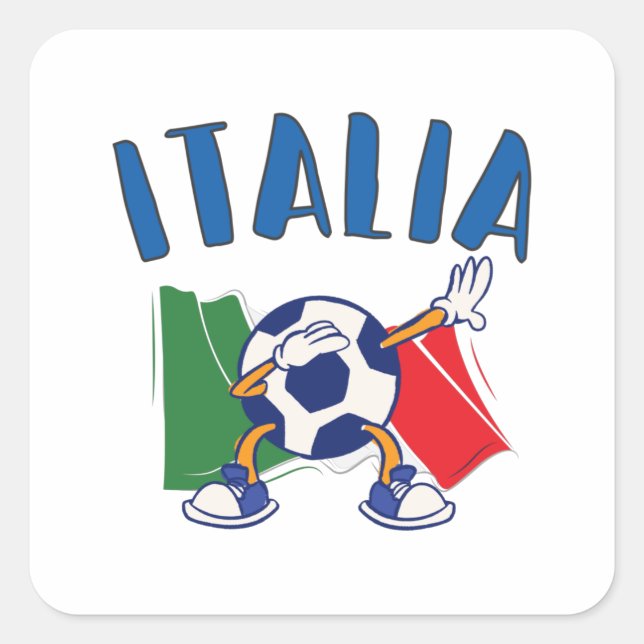 Sticker Carré Italie Dabbing Soccer Ball Drapeau (Devant)