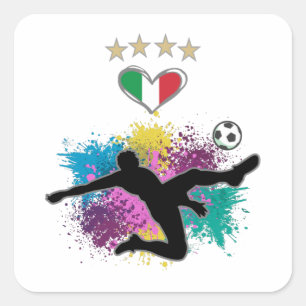 Sticker Carré Italie Football Fan Chemise Drapeau de football