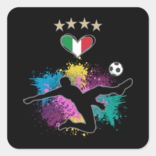 Sticker Carré Italie Football Fan Chemise Drapeau de football (Devant)