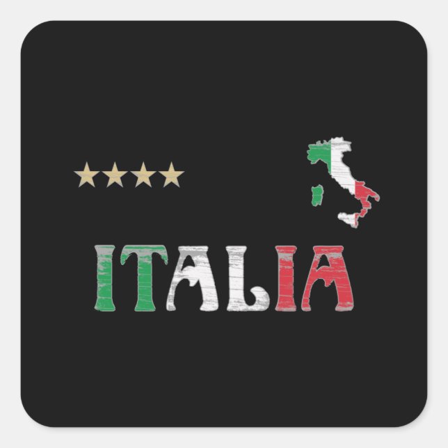 Sticker Carré Italie Football Fan Shirt Drapeau (Devant)