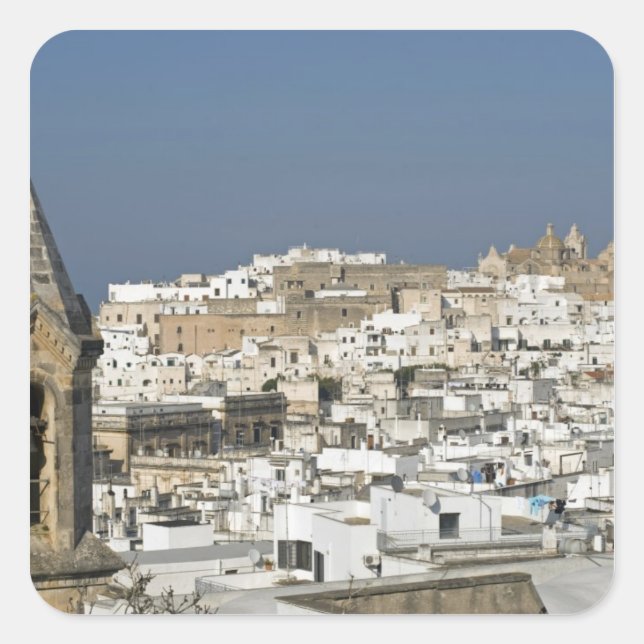 Sticker Carré Italie, Ostuni, vue rapprochée de la vieille ville (Devant)