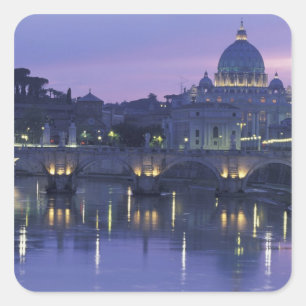 Sticker Carré Italie, Rome St-Pierre et Ponte Sant Angelo,