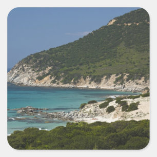 Sticker Carré Italie, Sardaigne, Solanas. Beach.