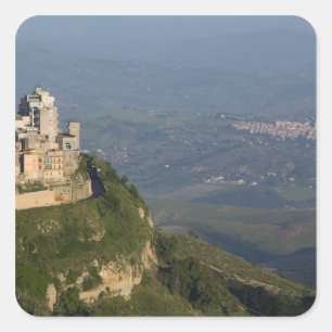 Sticker Carré Italie, Sicile, Enna, ville vue de Rocca di
