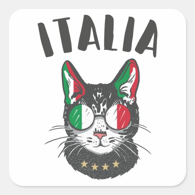 Sticker Carré Italie Soccer Chat Mascotte drapeau italien (Devant)