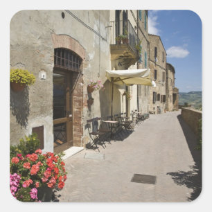 Sticker Carré Italie, Toscane, Pienza. Promenade extérieure auto