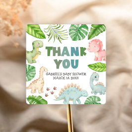 Sticker Carré It's a Boy Dinosaur Baby Shower 