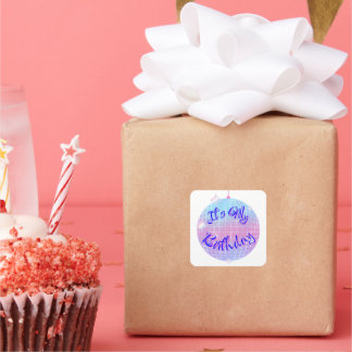 Sticker Carré It's my birthday! Glass sphere design.