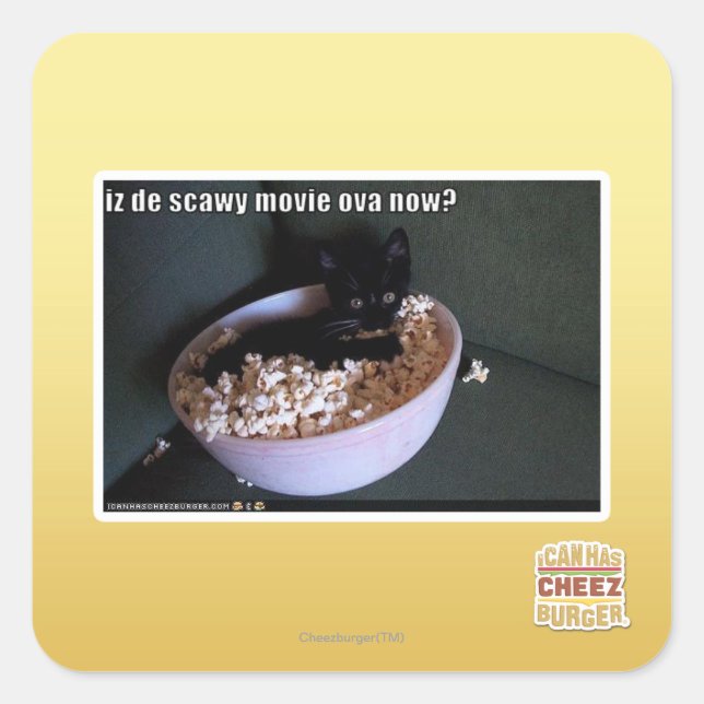 Sticker Carré Iz de scawy film ova maintenant? (Devant)