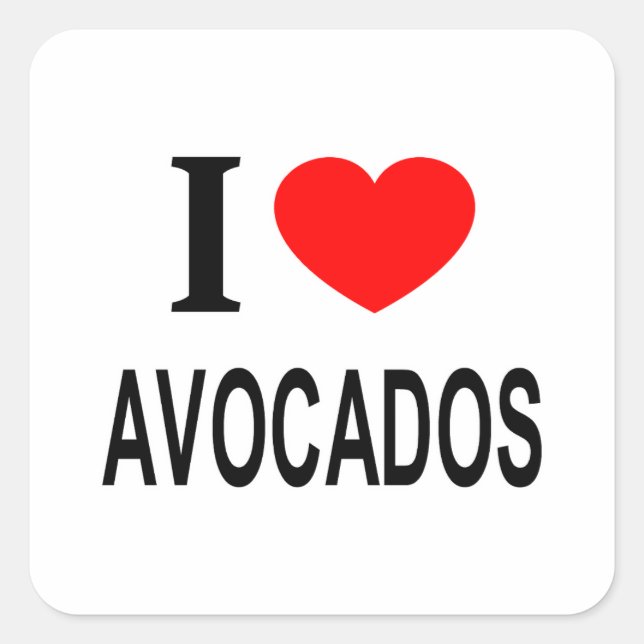 STICKER CARRÉ J'❤️ AVOCADOS J'AIME AVOCADOS I COEUR AVOCADOS (Devant)