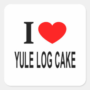 STICKER CARRÉ J' ❤️ BÛCHE DE NOËL J'AIME BÛCHE DE NOËL J'AI UN C