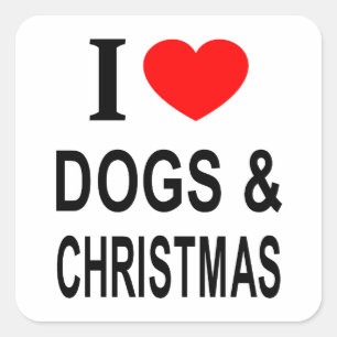STICKER CARRÉ J' ❤️ CHIENS & NOËL J'AIME LES CHIENS & NOËL J'AIM