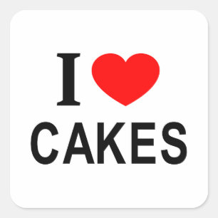 STICKER CARRÉ J'❤️ GÂTEAUX J'AIME GÂTEAUX J'ADORE GÂTEAUX