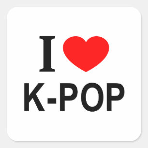 Sticker Carré J'❤️ la K-POP J'AIME la K-POP J'ADORE la K-POP