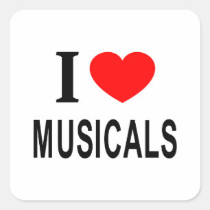 STICKER CARRÉ J'❤️ LES COMÉDIES MUSICALES J'AIME LES COMÉDIES MU