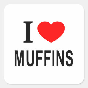 STICKER CARRÉ J'❤️ MUFFINS J'AIME MUFFINS JE ❤️ MUFFINS