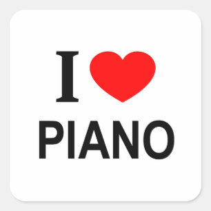 STICKER CARRÉ J' ❤️ PIANO J'AIME PIANO JE ❤️ PIANO