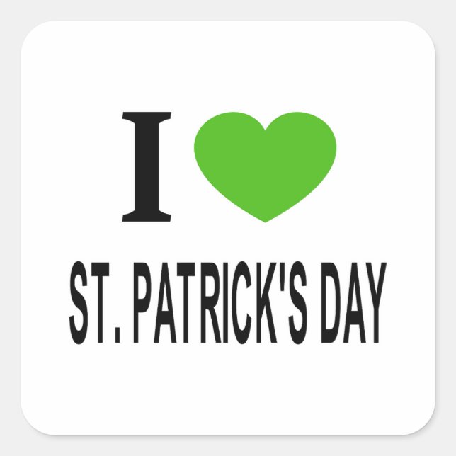 Sticker Carré J'❤️ ST. JOURNÉE DES PATRICKS au coeur vert (Devant)