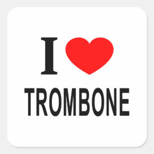 STICKER CARRÉ J'❤️ TROMBONE J'AIME TROMBONE JE ❤️ TROMBONE
