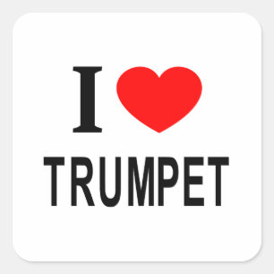 STICKER CARRÉ J'❤️ TROMPETTE J'AIME TROMPETTE JE ❤️ TROMPETTE
