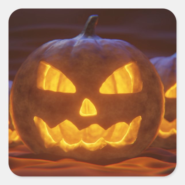 Sticker Carré Jack-o'-lantern Citrouille Halloween (Devant)