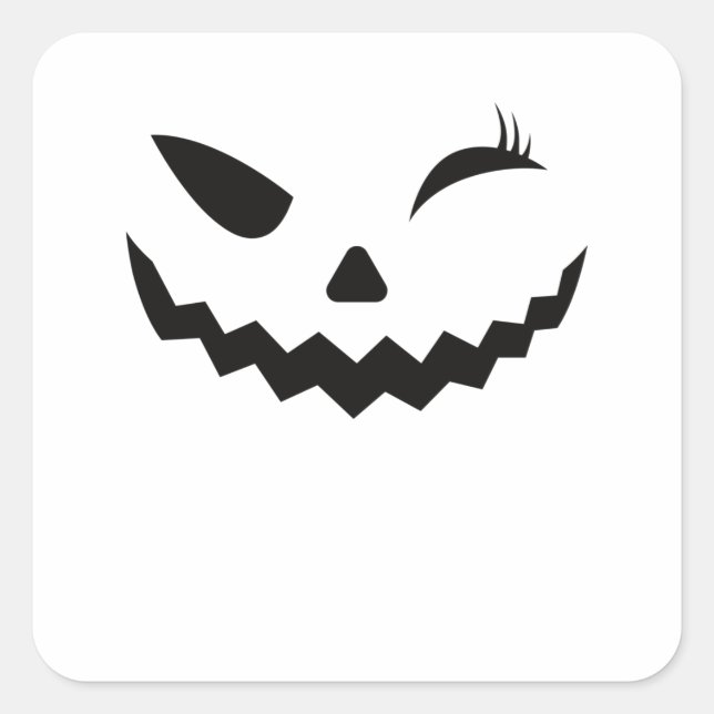 Sticker Carré Jack-o'-lantern Halloween Citrouille face Winking (Devant)
