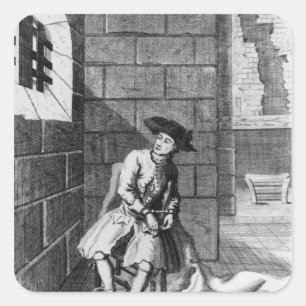 Sticker Carré Jack Shepberd à la prison de Newgate, 1724