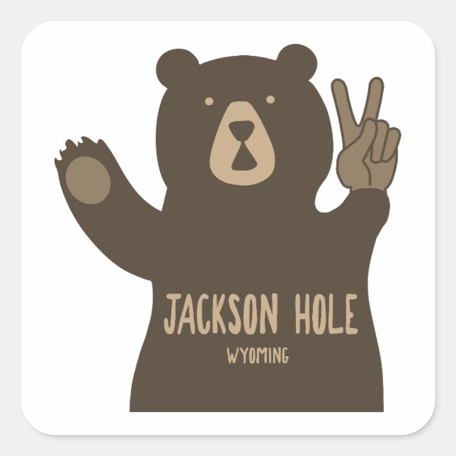 Sticker Carré Jackson Hole Wyoming Peace Bear (Devant)