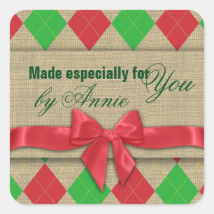 Sticker Carré Jacquard de pays Burlap et Bow