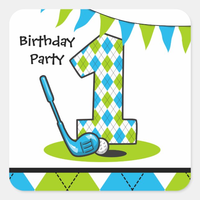 Sticker Carré Jacquard Golf 1er anniversaire (Devant)
