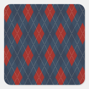 Sticker Carré Jacquard Royal Bleu Motif de Noël